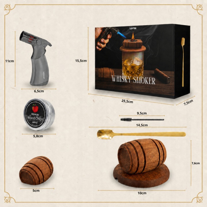 WHISCARO Barrel Set – smoker beczka, 12 puszek wiórów i gaz - obrazek 9
