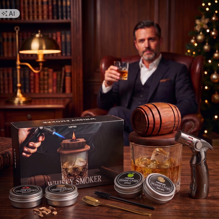 WHISCARO Barrel Set – smoker beczka, 12 puszek wiórów i gaz - obrazek 14