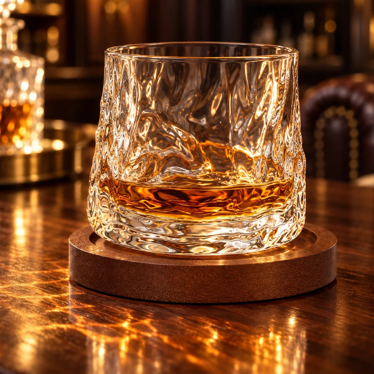 Młotkowane szkło szklanki obrotowej z whisky